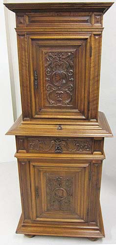 french antique cabinet renaissance style with stork and medallions