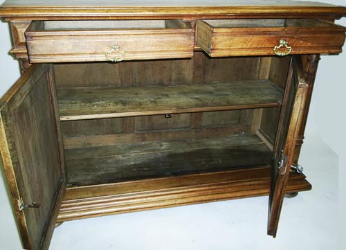 3306-interior of french antique walnut cabinet