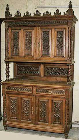 french antique cabinet gothic style chestnut