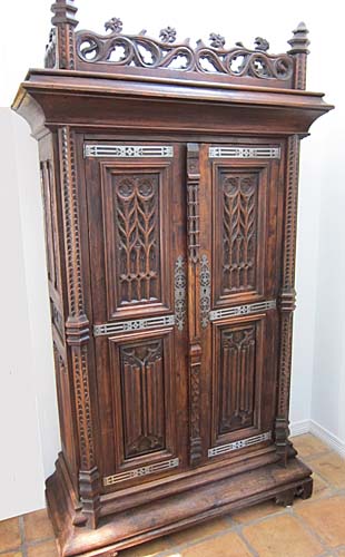 french antique gothic armoire chestnut