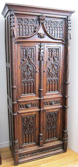 french antique gothic cabinet in oak