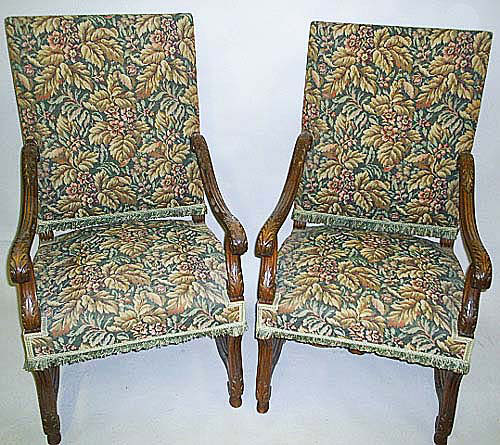 french antique Louis XIV chairs verdure tapestry