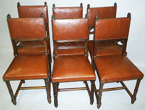 6 french antique gothic dining chairs