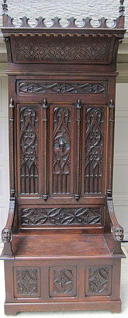 gothic bench or throne with canopy