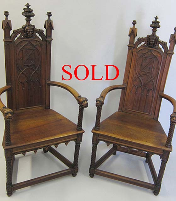 pair of gothic french antique armchairs caquetoires sold