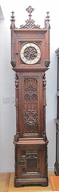 french antique grandfather clock in gothic style