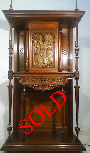 french antique Chivalry Cabinet in Walnut sold