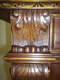 3307-acanthus leaf detail antique credenza