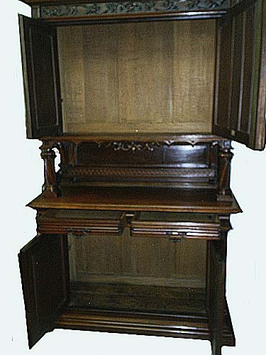 4107-interior of antique gothic cabinet