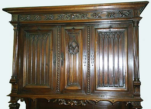 4107-top section of antique gothic cabinet