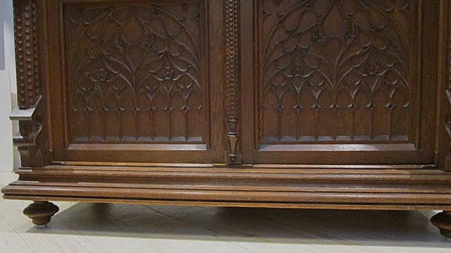 5193-gothic armoire lower section antique