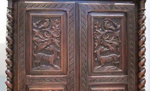5205-gothic armoire mid section with chimeras