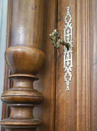 lock and key of antique bookcase