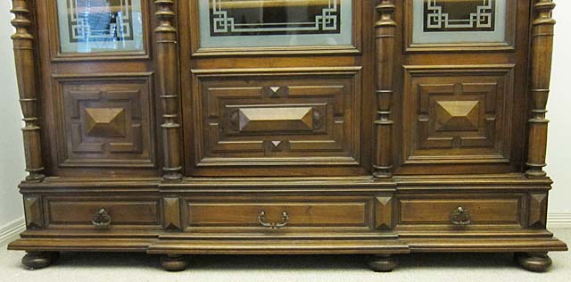 9240-lower part of antique bookcase with glass doors