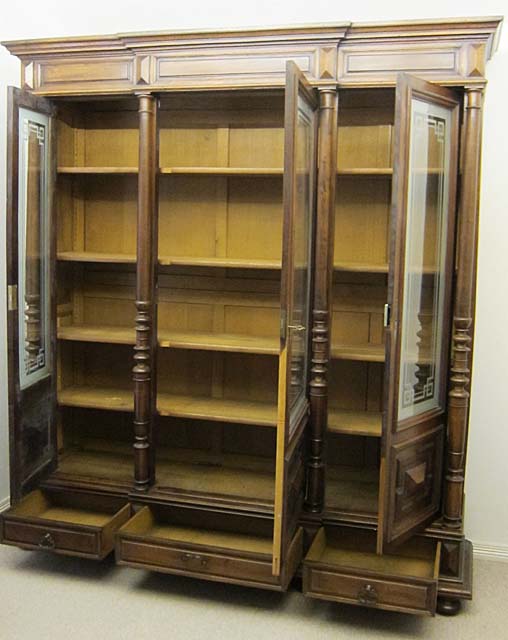 9240-bookcase with doors and drawers open