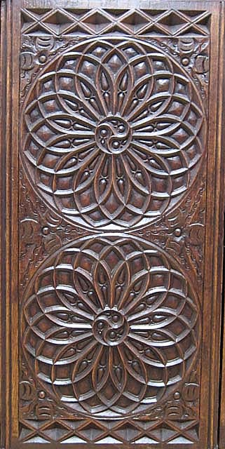 9452-rose window motif on gothic cabinet