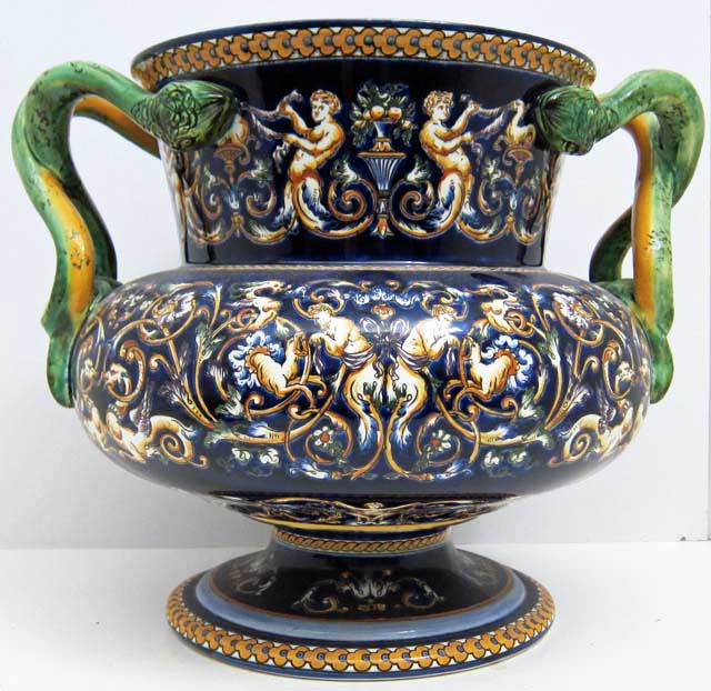 gien vase with snake handles
