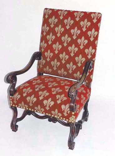 french antique louis xiv chair fleur-de-lis