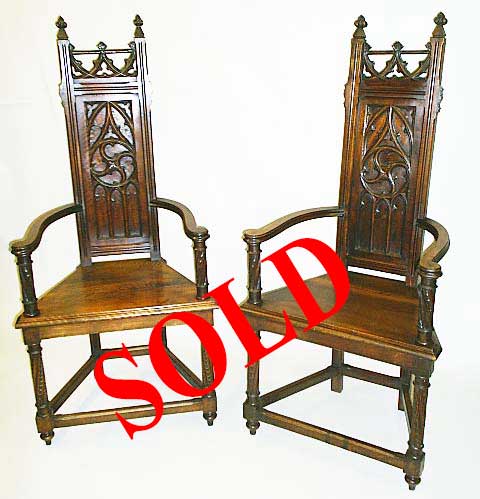 2 Gothic Armchairs (caquetoires) french antique