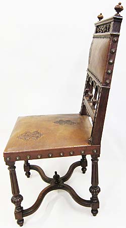 4124-side view of antique dining chair leather