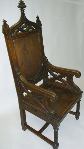 4126-gothic throne chair in walnut