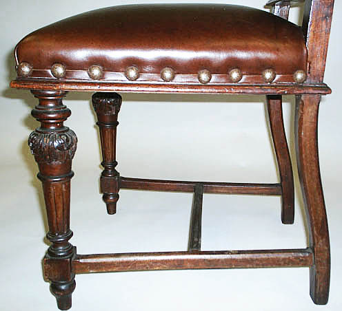 4128-side view of base of leather dining chair