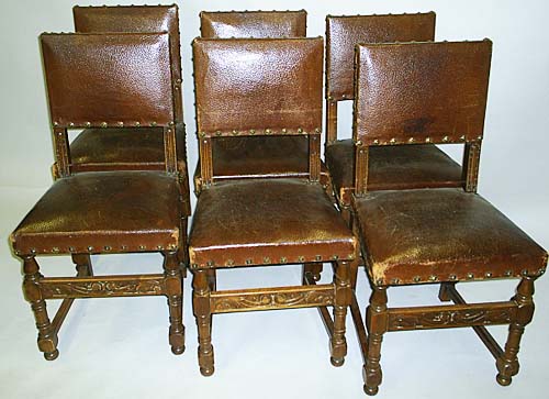 6 leather dining chairs french antique