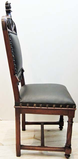 4172-side view of leather gothic dining chair