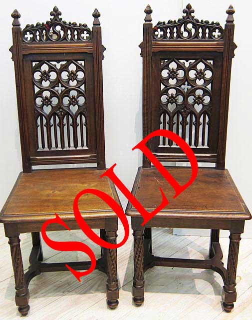 2 gothic revival dining chairs