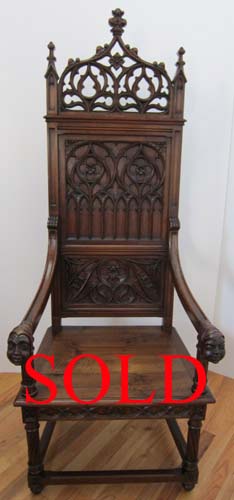 French Gothic antique high-backed chair sold