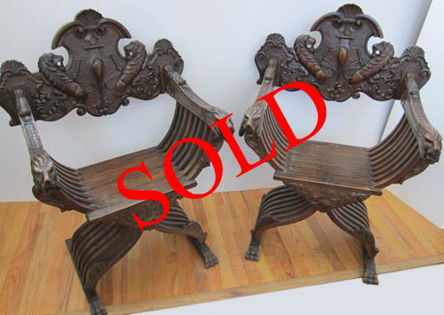 french antique savonarola chairs sold