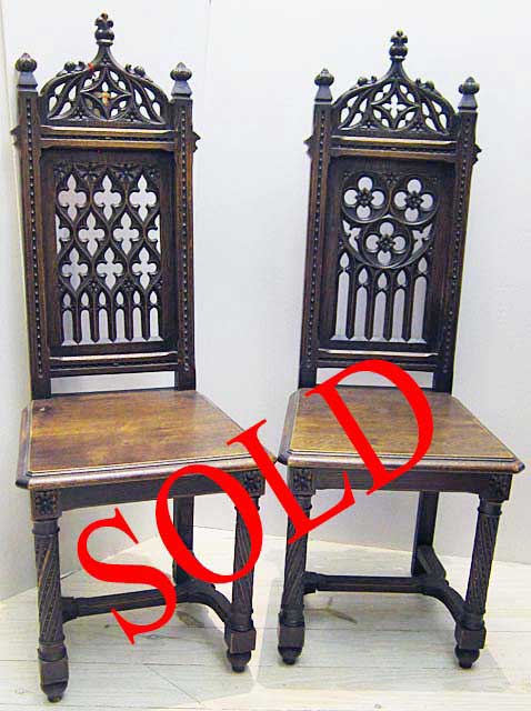 2 gothic revival dining chairs