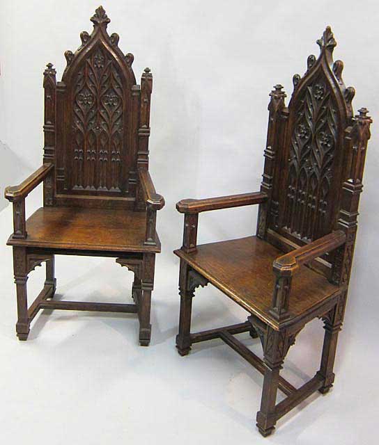 pair of gothic armchairs