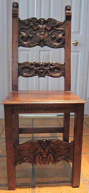 four antique renaissance chairs