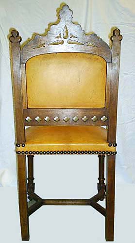 9221-back view of leather gothic dining chair