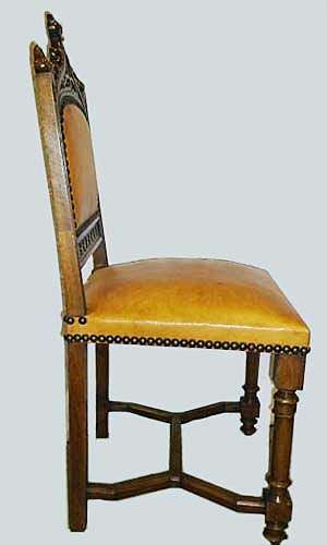 9221-side view of leather gothic dining chair