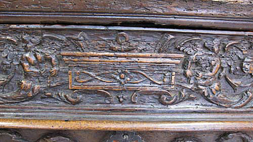 cartouche on renaissance chest