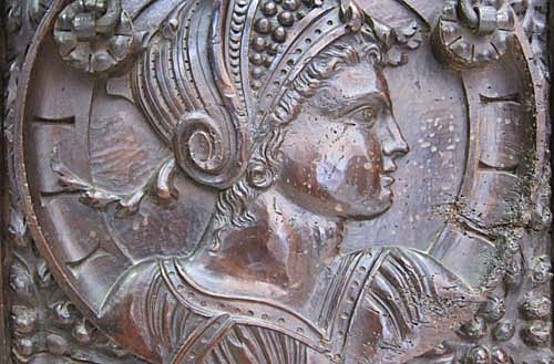 female medallion on chest