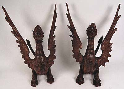 french antique gothic wyverns birds