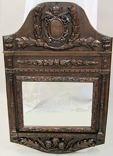 antique renaissance revival mirror with papal coat-of-arms
