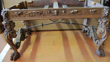 French antique base for custom parquet table top