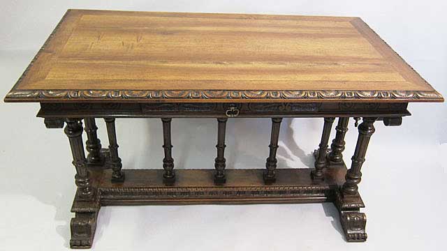 renaissance style french antique library table