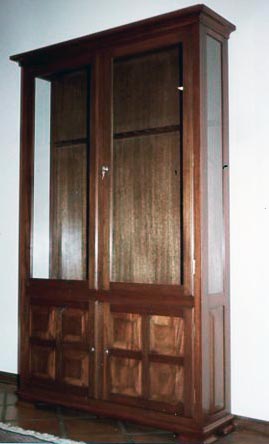 custom-designed wooden gun cabinet