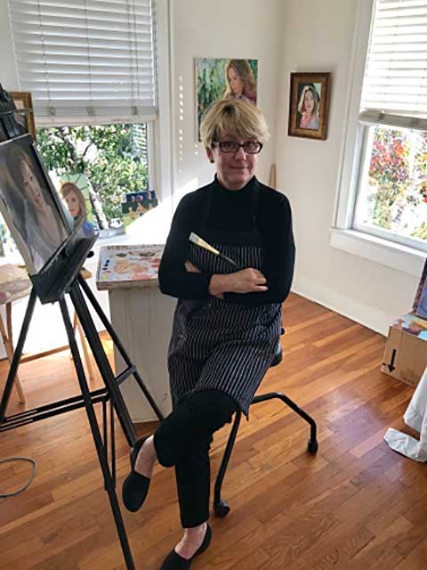 Artist Julie Wende in her studio