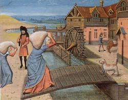 medieval french mill manuscript illustration