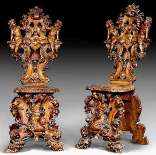 pair of french antique sgabelli