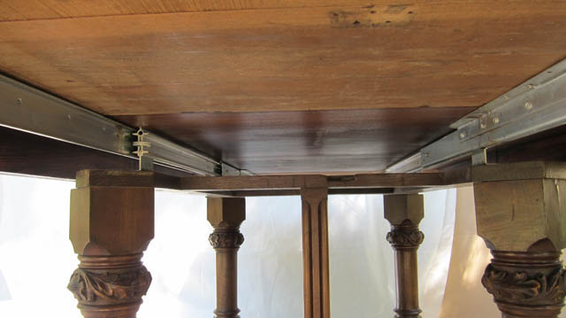 Sliding system for extending antique table top