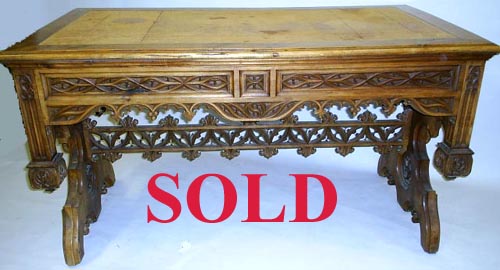 french antique flamboyant gothic desk sold