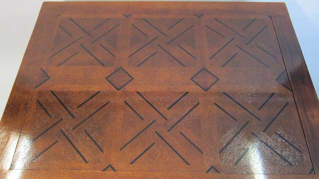 inlaid top of gothic dining table