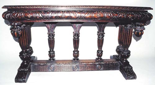 french antique renaissance library table fleur-de-lys